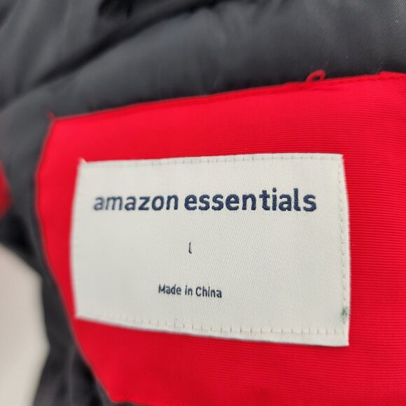 AMAZON‎ ESSENTIALS Men's Red Hooded Winter Utility Jacket L NWT - Picture 11 of 11